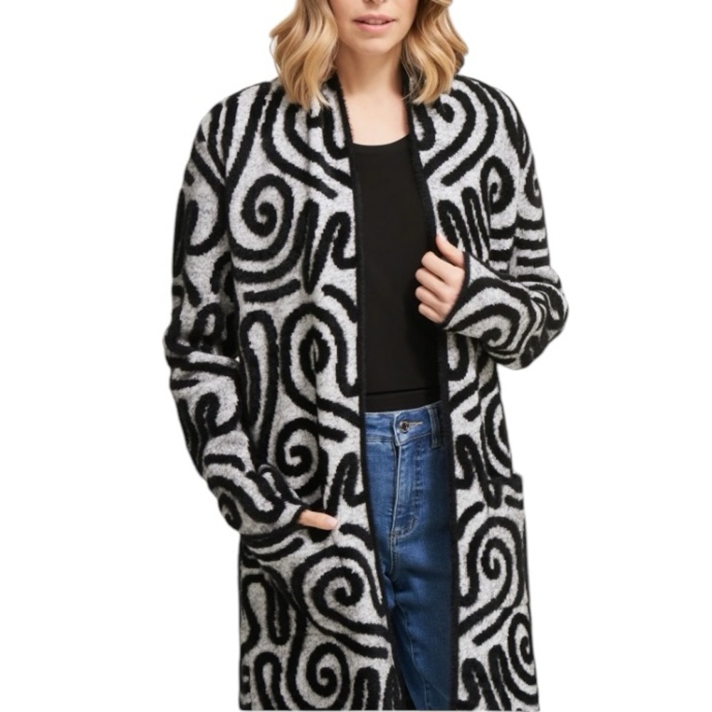 Joseph Ribkoff Abstract Long Cardigan - Picture 2 of 6